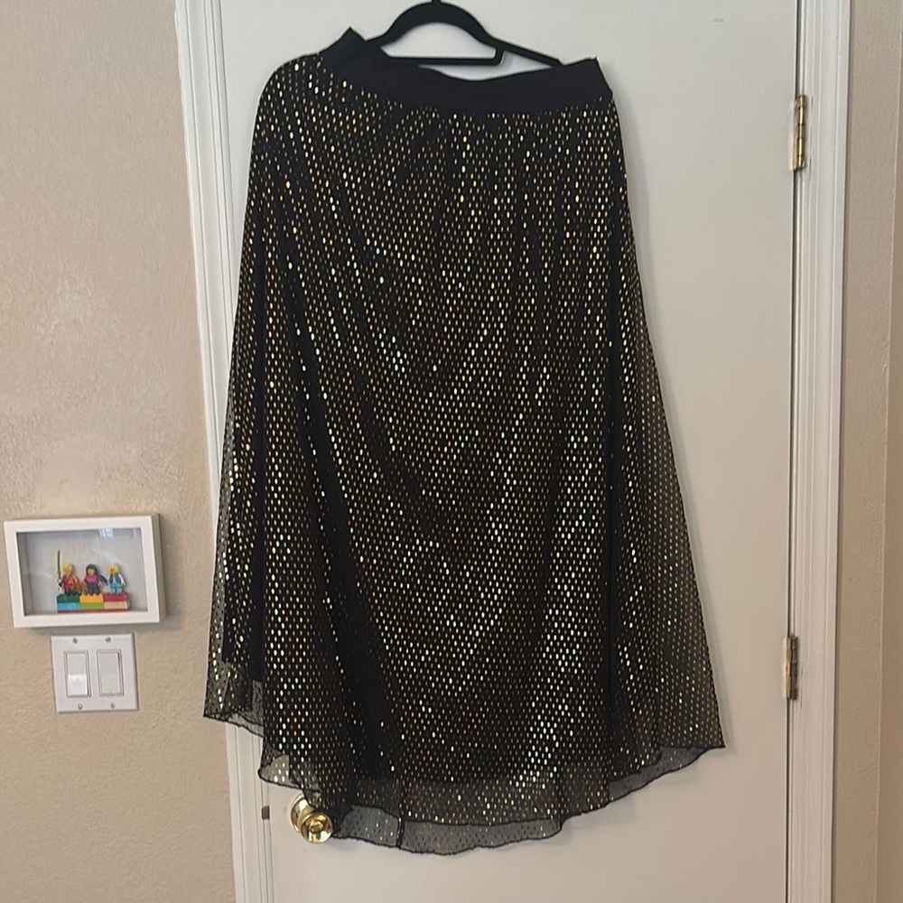 LuLaRoe Black and Green Sequin Maxi Skirt